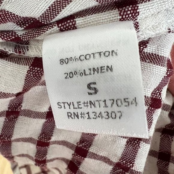 Lumière cotton/linen blend off-the-shoulder gingham tie-front top - Picture 8 of 11